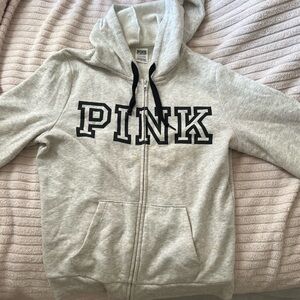 PINK Gray Zip-Up Hoodie